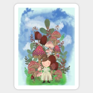 Mushroom forest girl Sticker